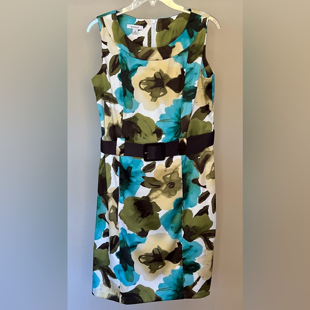 Dressbarn size 12 aqua,brown,green and yellow dress.  Never worn